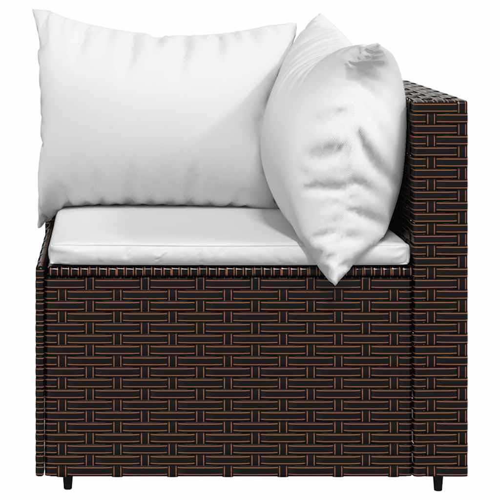 vidaXL Divano Angolare da Giardino con Cuscini in Polyrattan Marrone