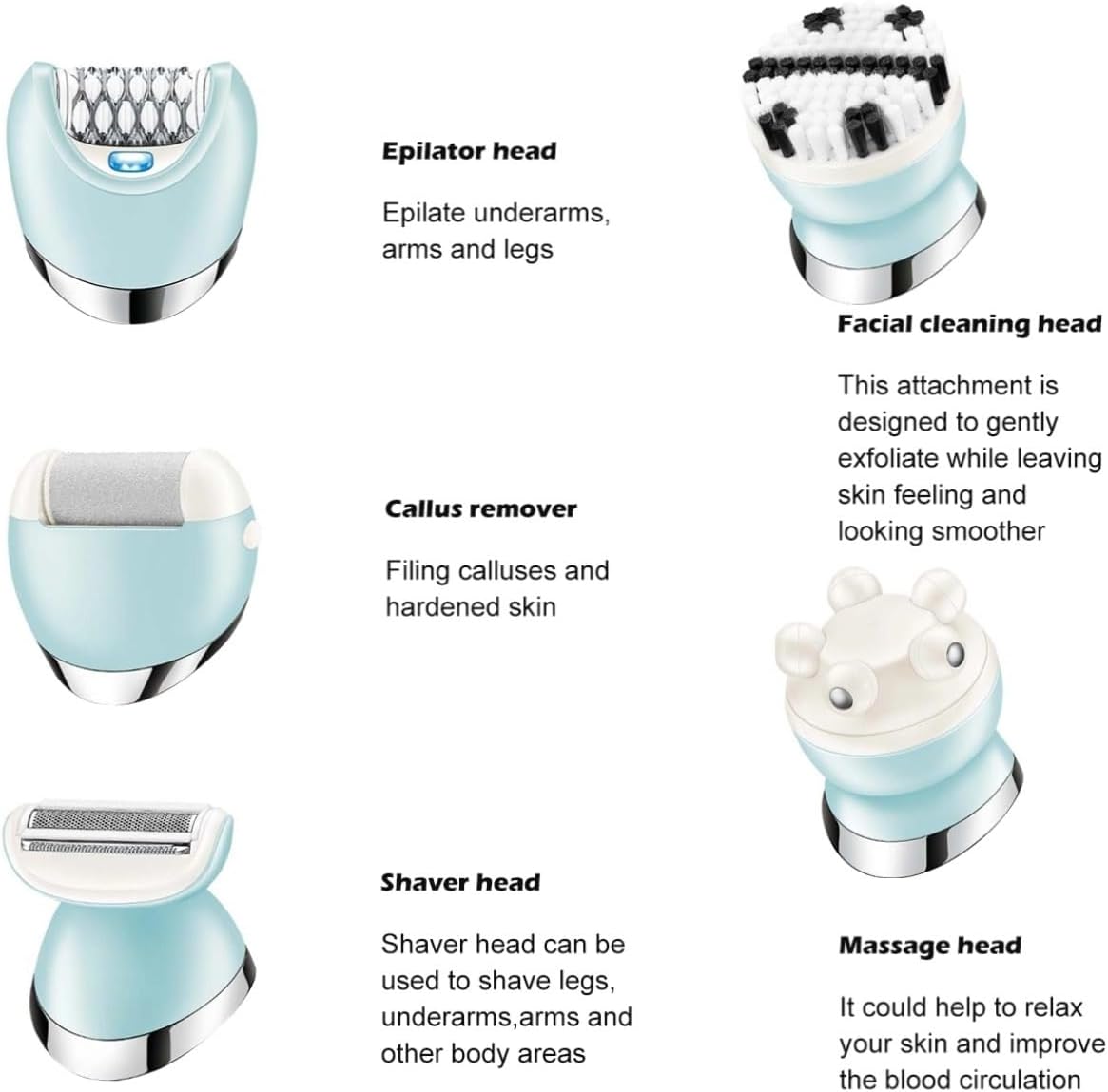 Dusk Razor for Women Epilator 5 in 1 Electri Women Epilator Female Shaver Leg Body Hair Remover Lady Bikini Trimmer Facial Cleaning(with Box)