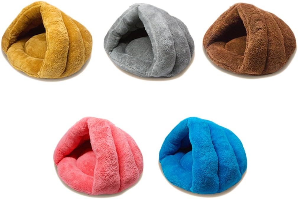 XIAOYU Winter Warm Comfortable Pet Dog(Puppy) Cat Cushion Half Covered Bed Sleeping Bag, Brown, M