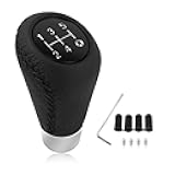 Car Gear Shift Knob with 4 Adaptive Parts,Leather 5 Speed Shift Knobs for Replacement Broken Shifter Knobs,Universal Non-Slip Manual Shift Knob Car Interior Accessories for Most Vehicles (Black)