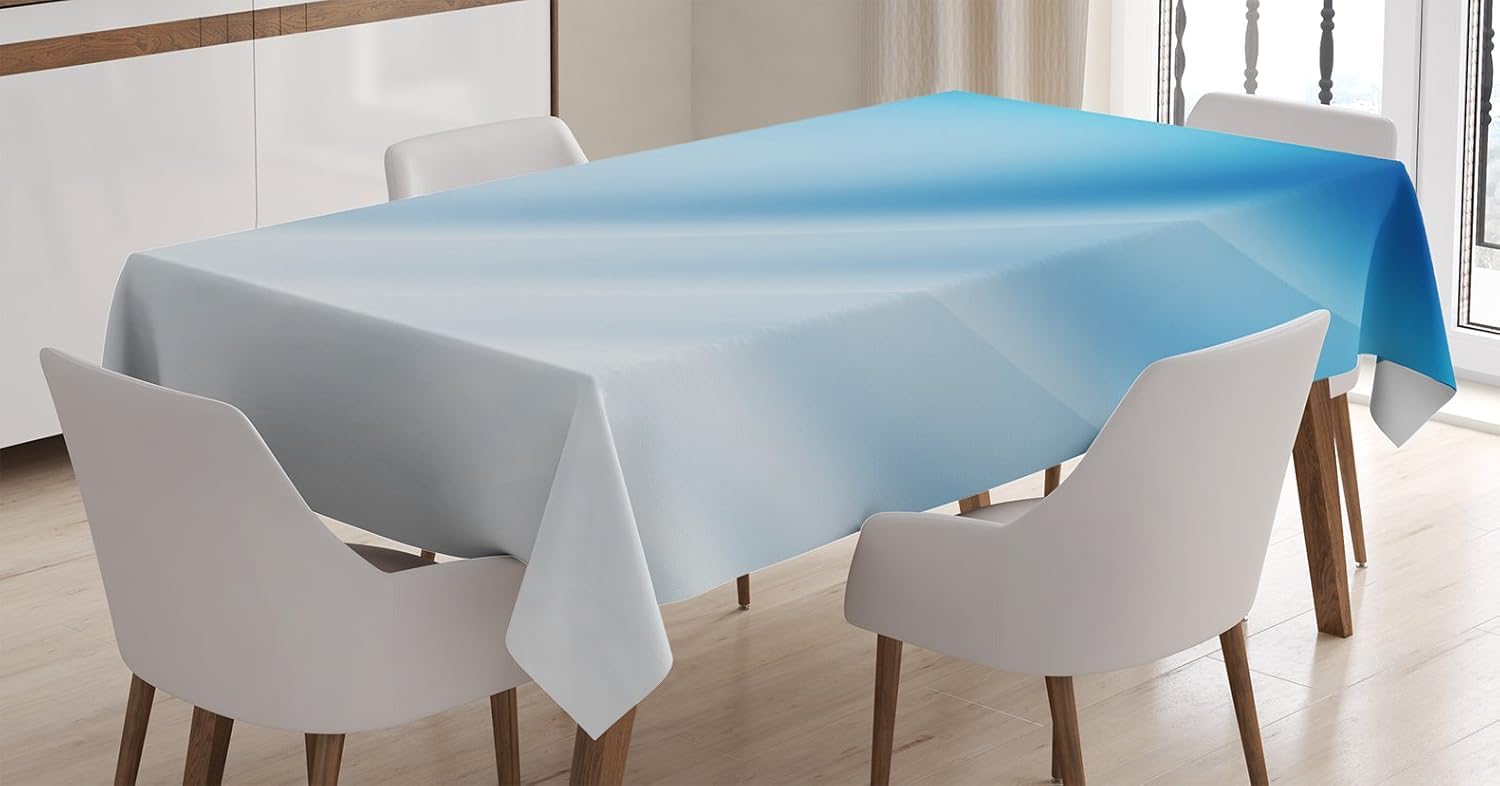 Mantel Mesa Rectangular Gradiente, Manteles Antimanchas Azul Blanco, 3D Impresión Mantel Impermeable Lavable para Cocina Salón Comedor, 140x300 cm Q/P5790