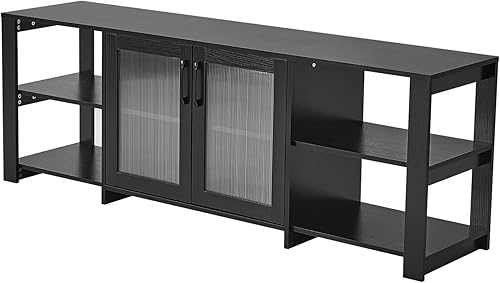 Miniatura 6 de Panana Soporte para TV, centro de entretenimiento, consola de TV con 2 puertas, 4 armarios de almacenamiento para sala de estar, dormitorio, para