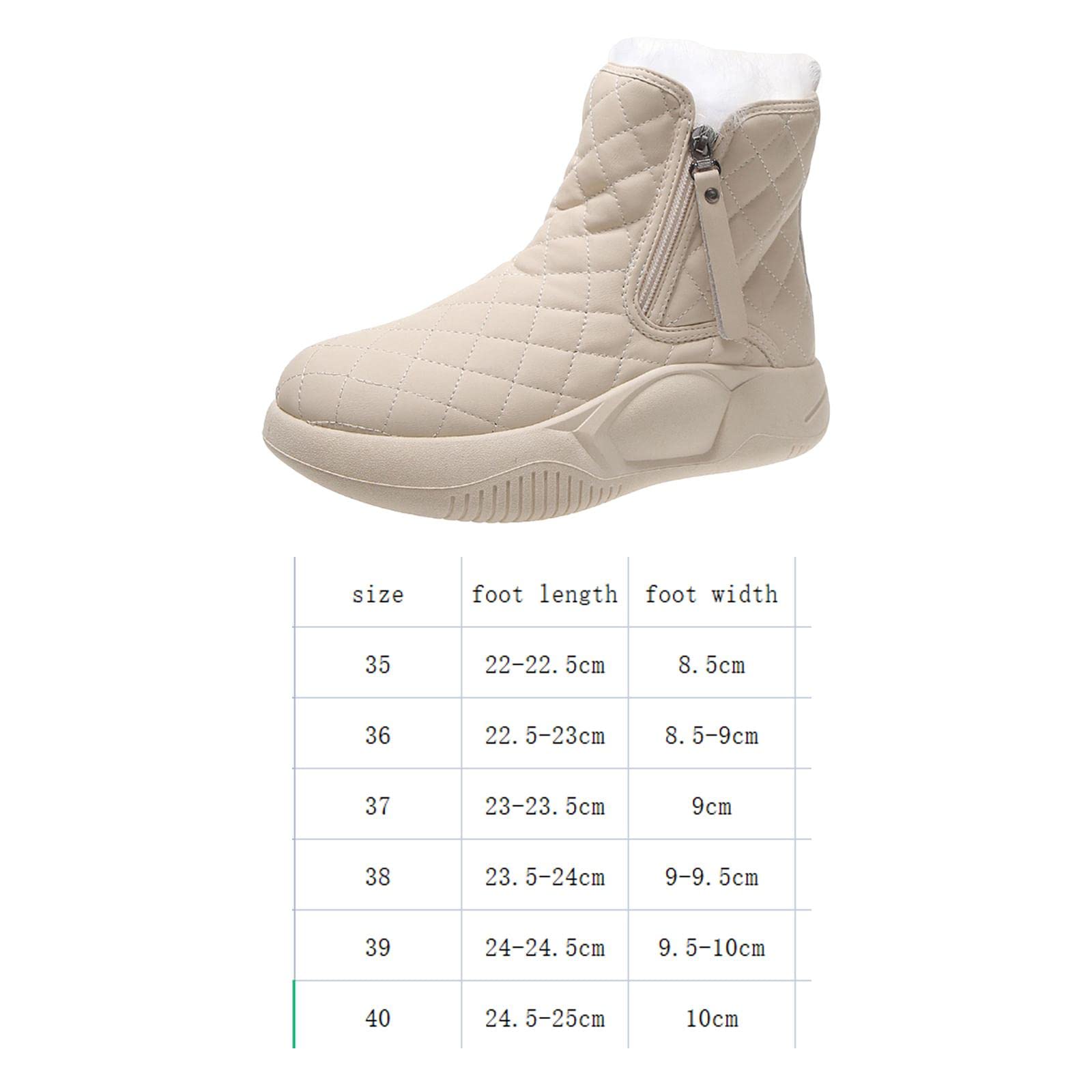 Bottes de Neige Imperméables Doublées Bottines Randonnée Semelle Antidérapante Chaude Doublure Adaptée à L'Extérieur Décoration Promenades C, beige, 38
