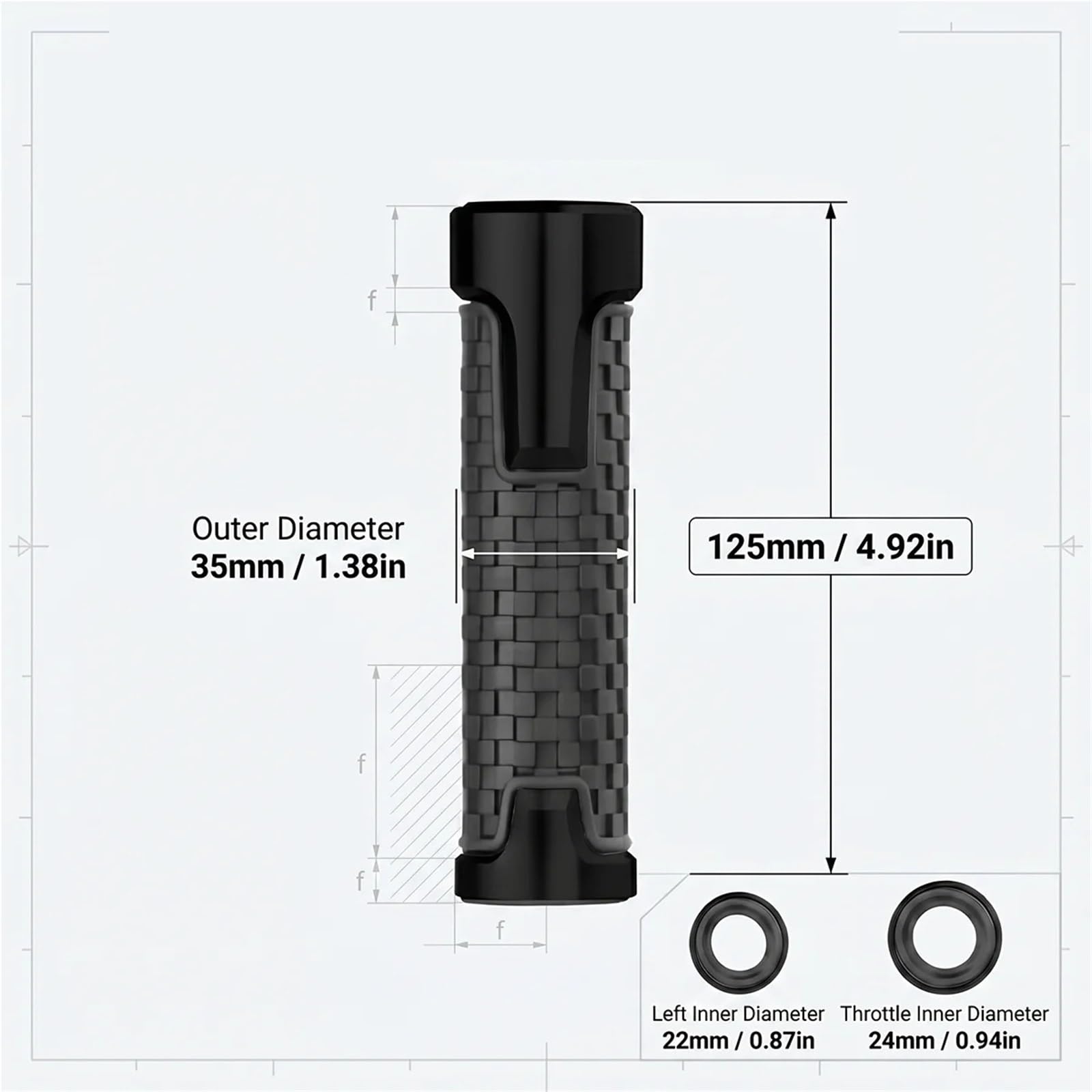Motorradgriffe Für Scooter Dirt Bar Grip | 1 Paar CNC-Aluminium-Gummi-Lenkergriffe, rutschfeste Endkappen, 22 mm