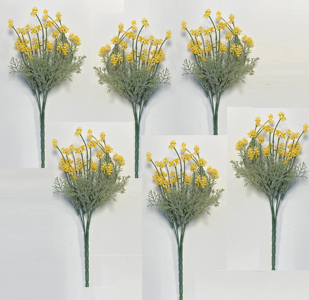 Factory Direct Craft Weatherproof Artificial Yellow Star Flower Bush