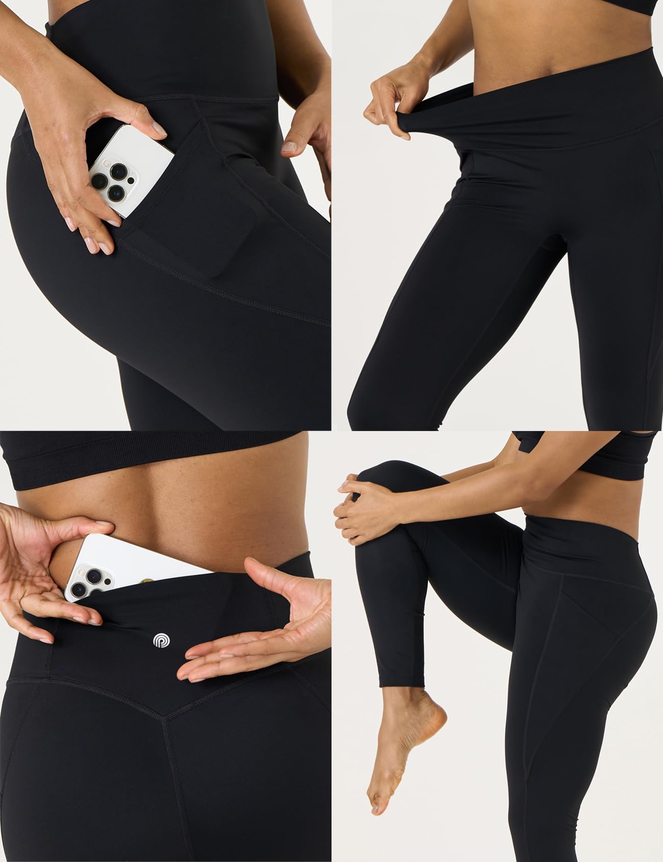 LAPASA Leggings Sportivi Yoga Donna L0A1/B1 - Pantaloni Lunghi Estivi Elasticizzati Tasche Laterali Opachi Vita Alta Push Up Contenitivi Aderenti Modellanti Snellenti Palestra Fitness Running