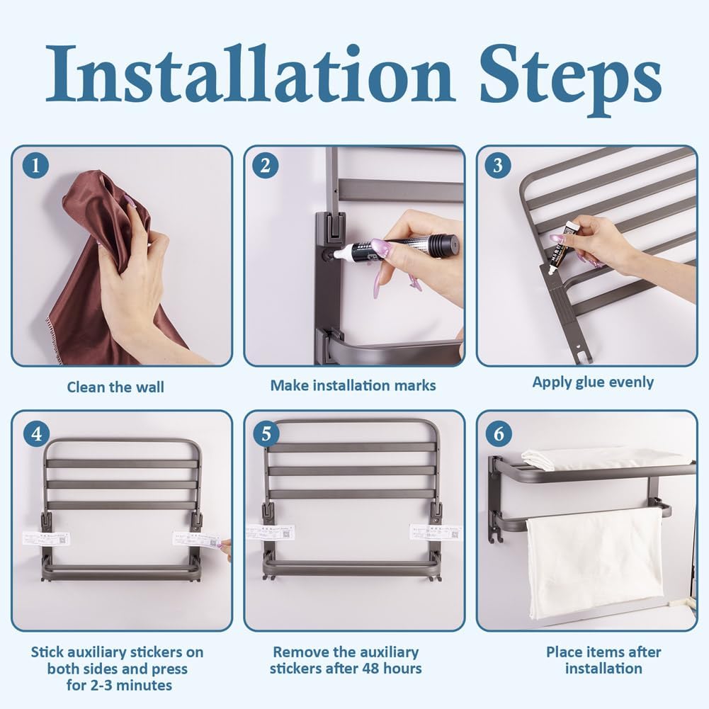 15 Inch Towel Rack Bathroom Shelf with Towel Bar Foldable Wall Mounted Towels Storage Holder with Hooks Rustproof Heavy Duty Hangers for Bathroom Lavatory Hotel Accessories (Gunmetal)