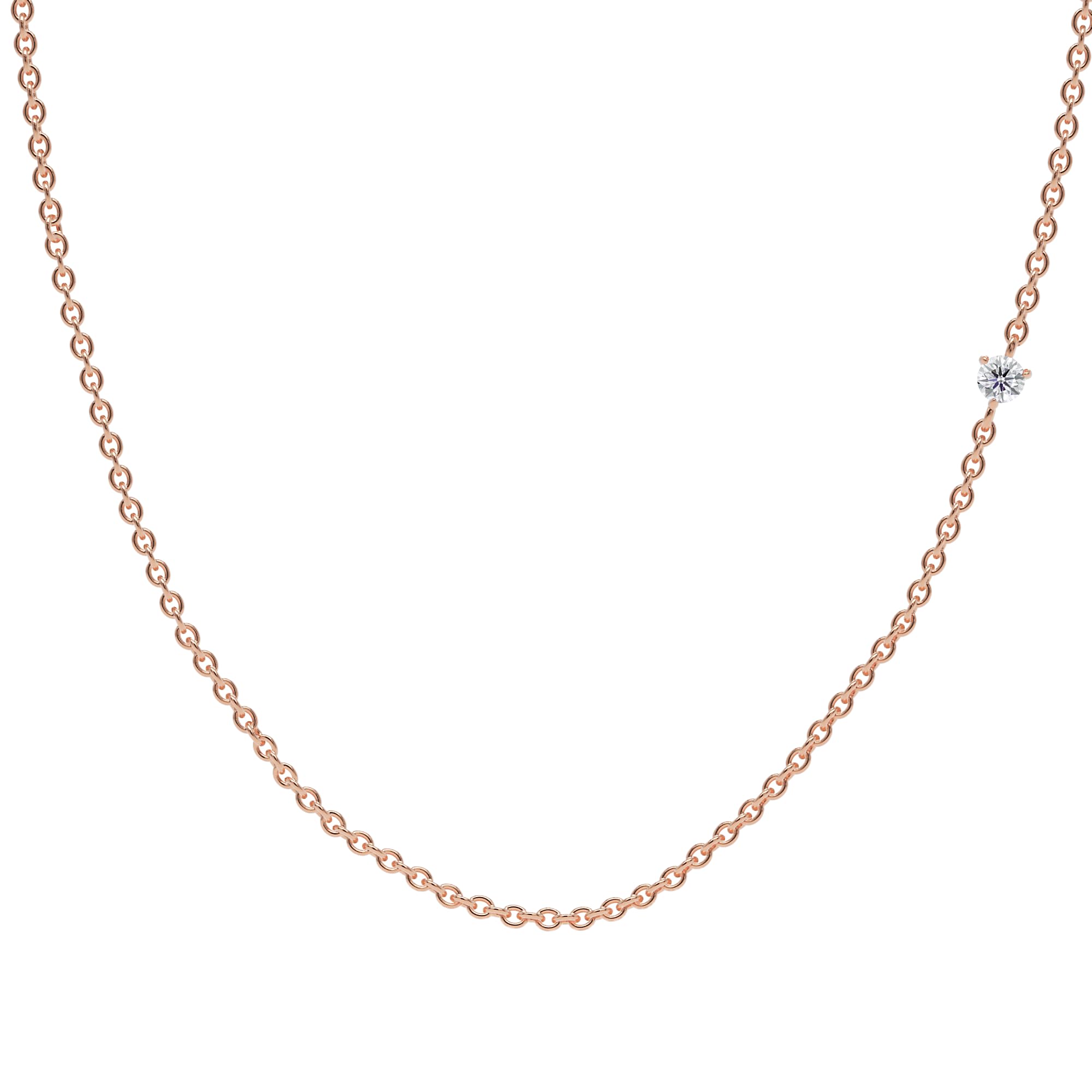 Elegante 14 Karat 585 Echtgold Diamant Roségold Choker Halskette - Minimalistischer Zarter Kropfband mit Doppelseitigem 0,025 Karat Diamant Anhänger, Perfekt für Damen