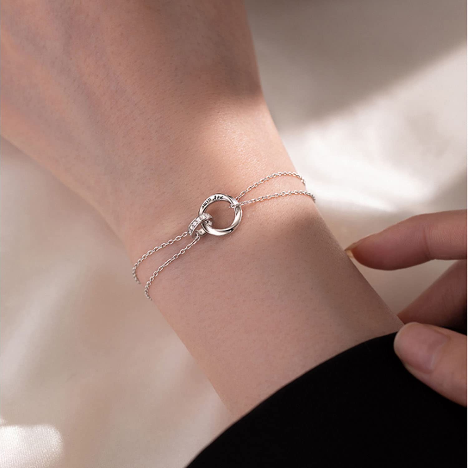 Paar Armband 925 Sterling Silber Verstellbar Geflochtenes Seil Versprechen Passendes Armband Sie und Ihn Schmucksets für Paare Schwester Liebhaber Freunde