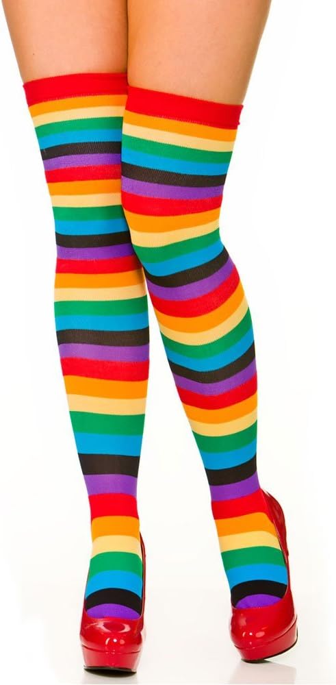 Rainbow thigh high stockings Clearance