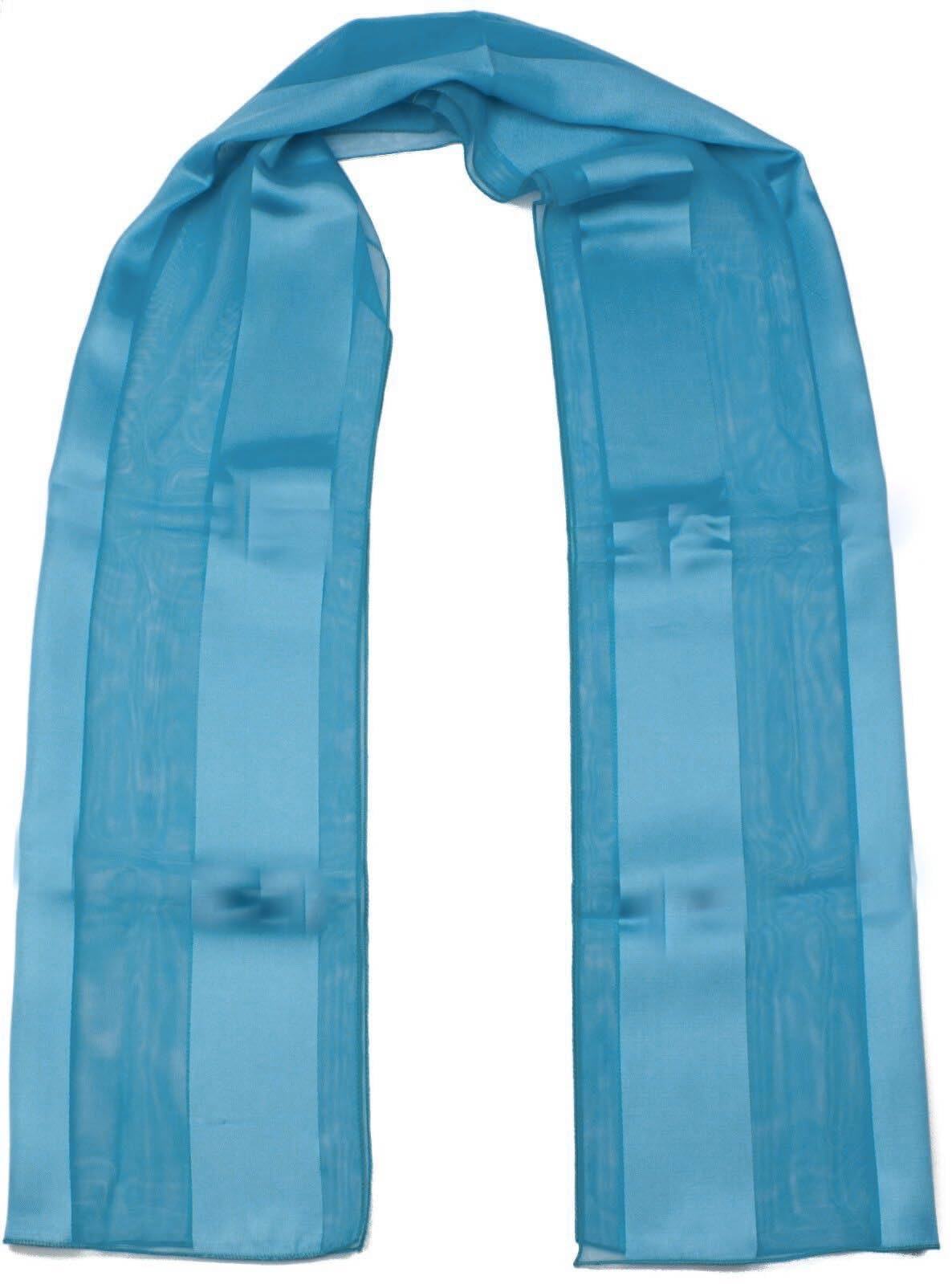 Mytoptrendz® Classic Shiny Silk Satin Scarf Lightweight Silky Chiffon Solid Plain Strip Neck Scarves for Company Group Party, Event, Organizations, School, Choir Scarf (Turquoise)