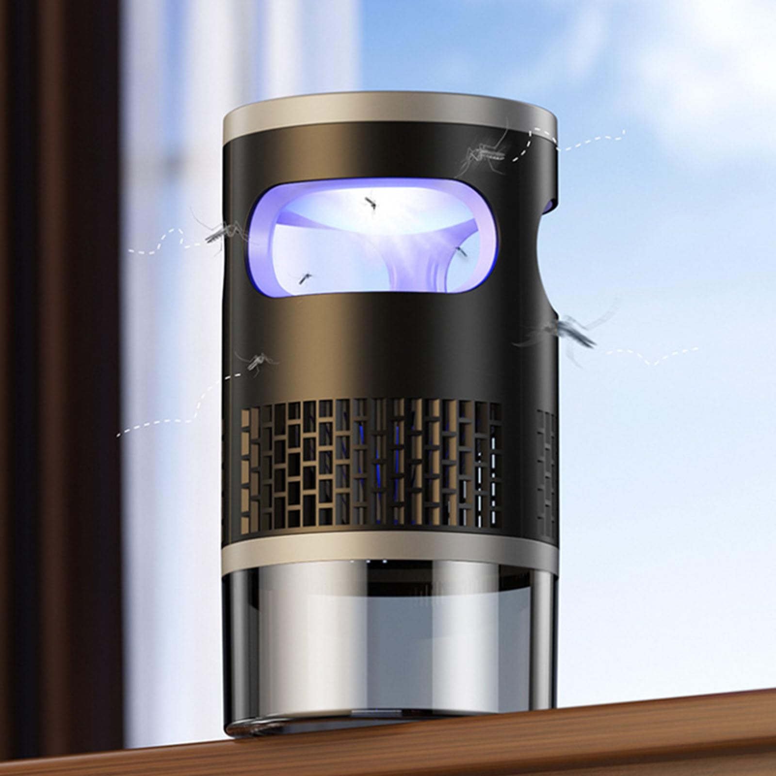 UV Mosquito Killer Lamp, Quiet 360° Omnidirectional Insect Trap with Night Light, USB Powered, Safe for Kids and Pets, Chemical-Free Electric Mosquito Repellent Light for Home, Kitchen, Office