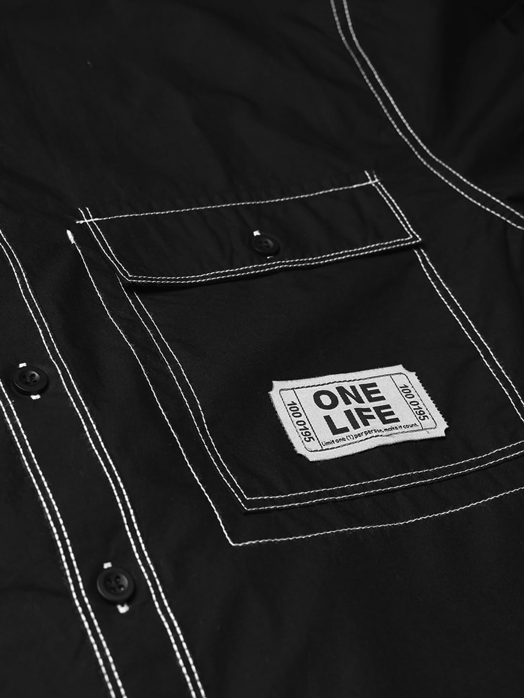 Bewakoof Camicia da uomo in popeline con colletto a maniche lunghe oversize