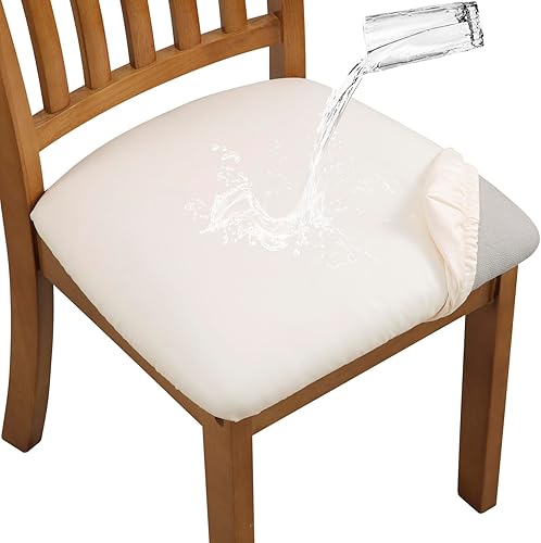 Fundas para asiento de silla, de piel sintética, impermeables, para sillas de comedor, fundas elásticas para asiento de sillas de comedor, fundas