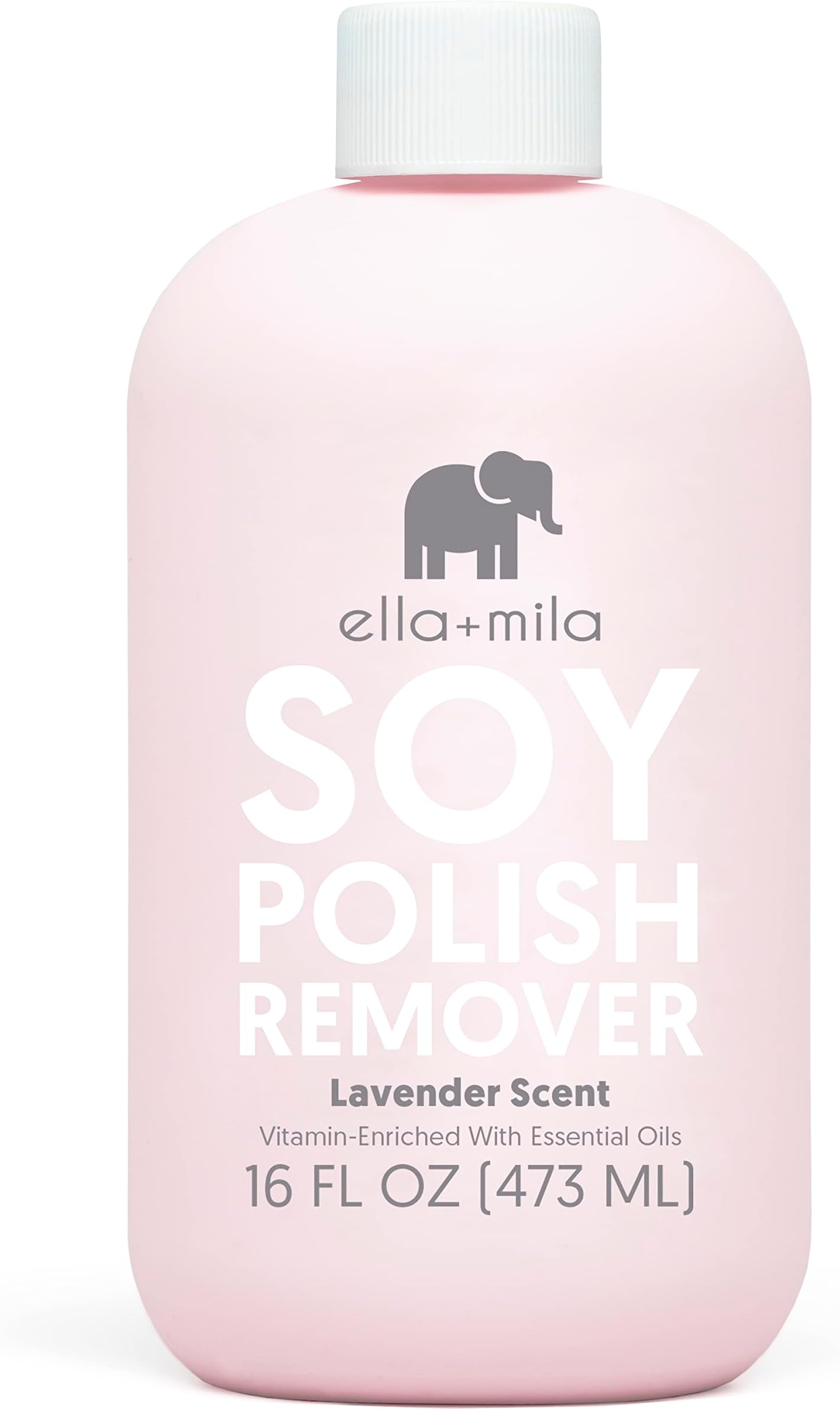 ella+mila Soy Nail Polish Remover Non-Acetone Nail Polish Remover - Non-Toxic Fingernail Polish Remover - For Natural Nail Polishes - Enriched with Lavender Essential Oil & Vitamins A,C & E (16 fl oz)