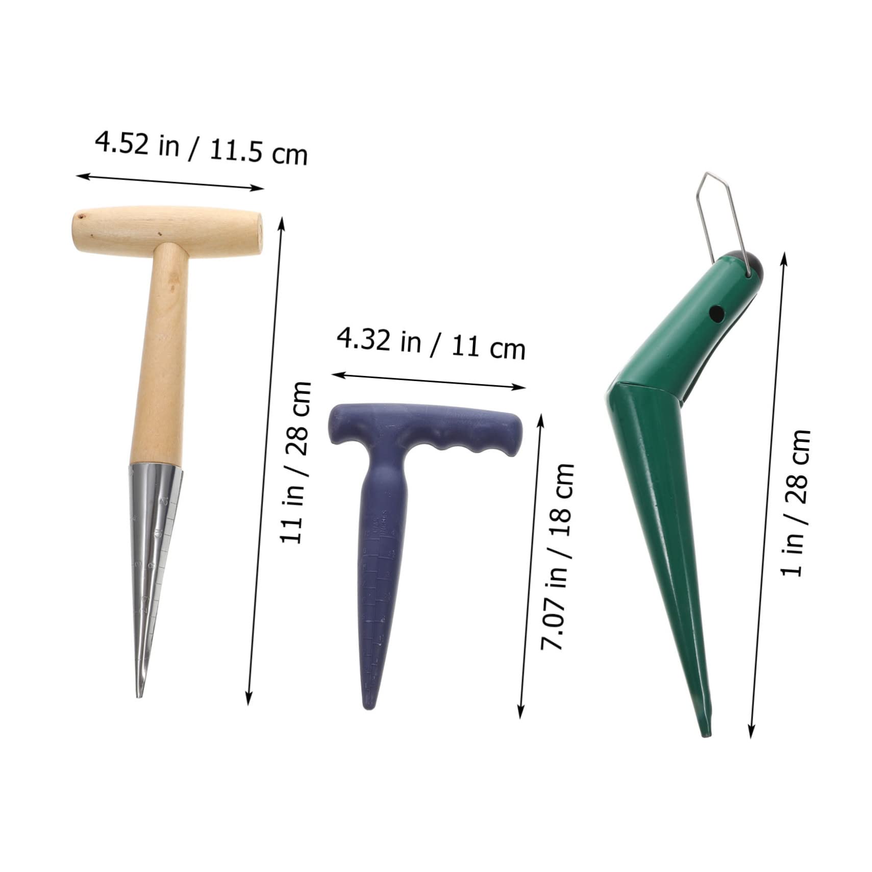 Piantabulbi da Giardino Set 3 Pezzi in Acciaio Inox | Semina e Trapianto nel Terreno, Design Ergonomico, Abs e Legno, Uso Manuale Pratico