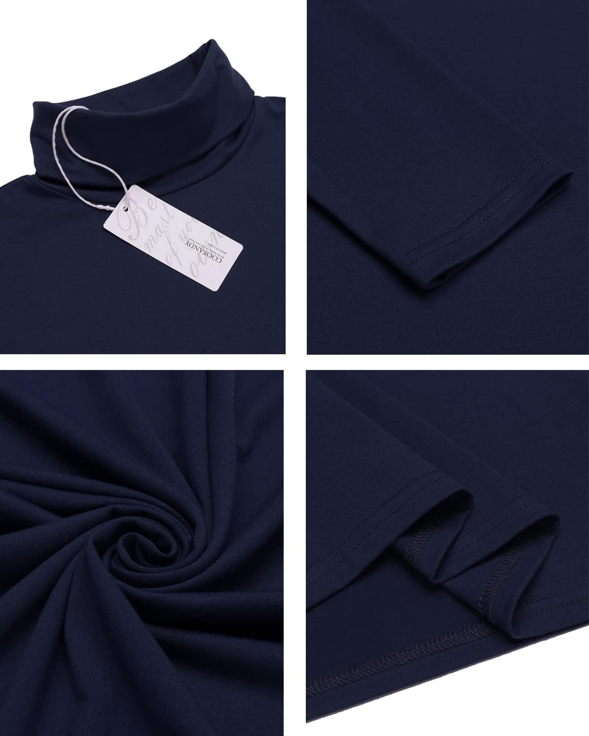 COOFANDY Camiseta Hombre Cuello Alto Jersey Finito Ajustado de Manga Larga Camiseta Termica Suéter Básica Top Slim Fit Color Sólido