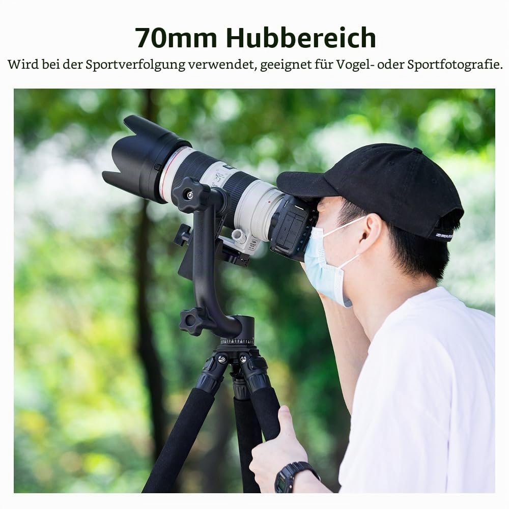 K&F CONCEPT Aluminium Gimbalkopf, Professional Heavy Duty Metall 360° Panorama Stativkopf mit 20 KG Tragkraft, Acra Swiss System,1/4'' Gewinde und Wasserwaage, ideal für Tier- und Sportfotografie
