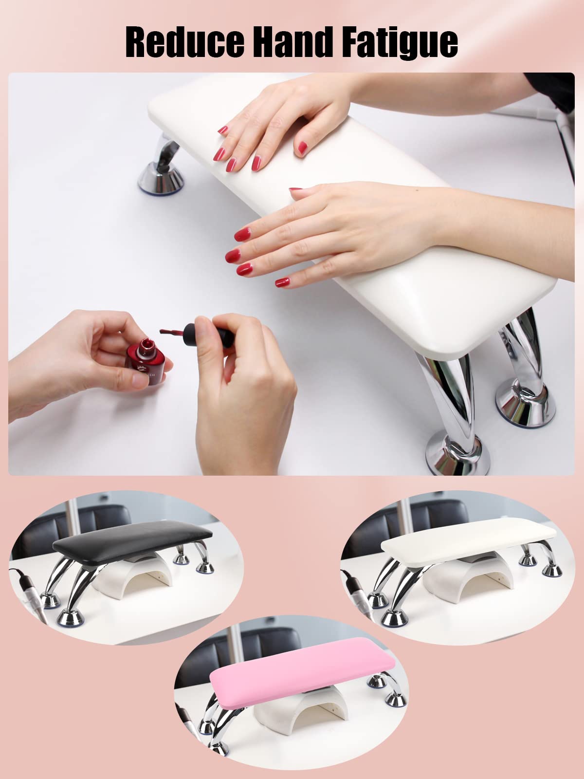 LIONVISON poggiapolsi per unghie, cuscino per manicure, antiscivolo, supporto per manicure, in microfibra, in pelle PU, per nail art, cuscino con supporto per manicure, salone (bianco)