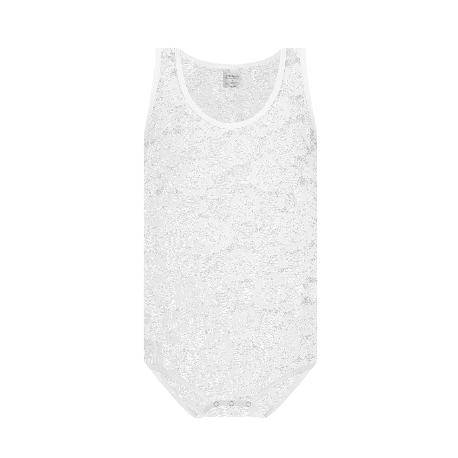 Landofgenie Body Homme Dentelle sans Manches - Tank Top Respirant avec Fermeture à Bouton-Pression à l'entrejambe