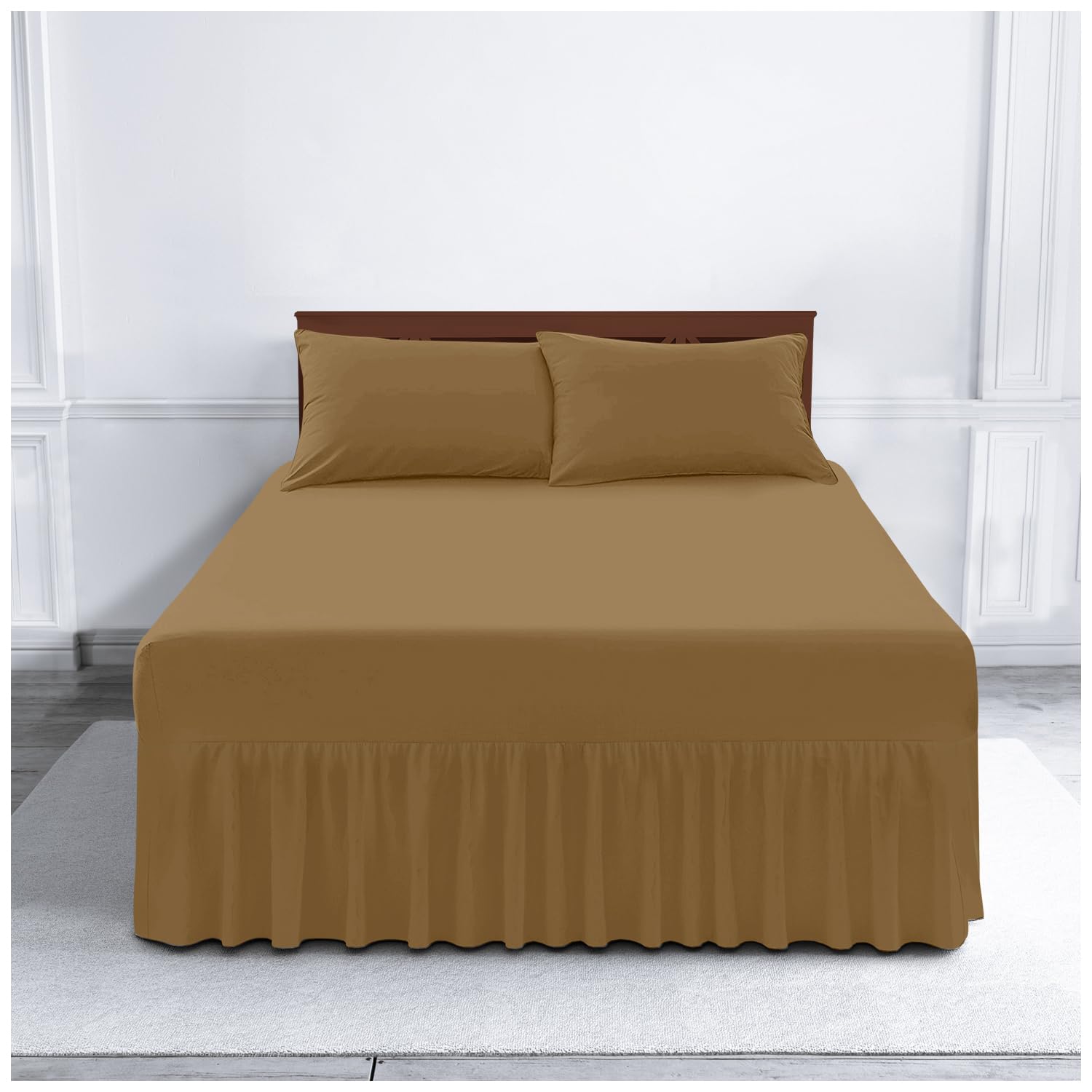 Gc Gaveno Cavailia Mocha Gaveno Cavailia Luxury Non-Iron Percale Valance Sheet, Poly-Cotton, King