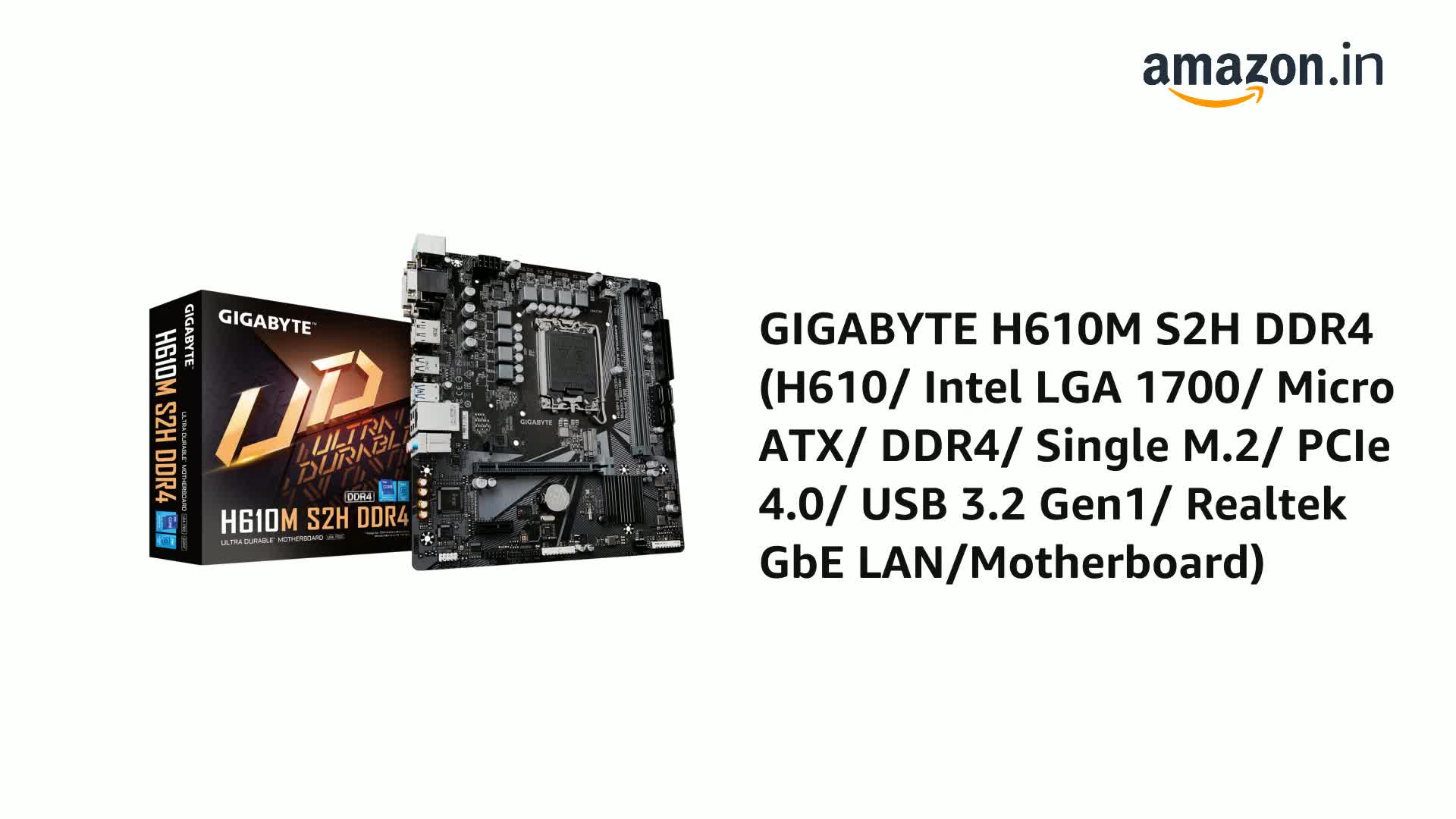 Amazon.in: Buy GIGABYTE H610M S2H DDR4 (H610/ Intel LGA 1700 