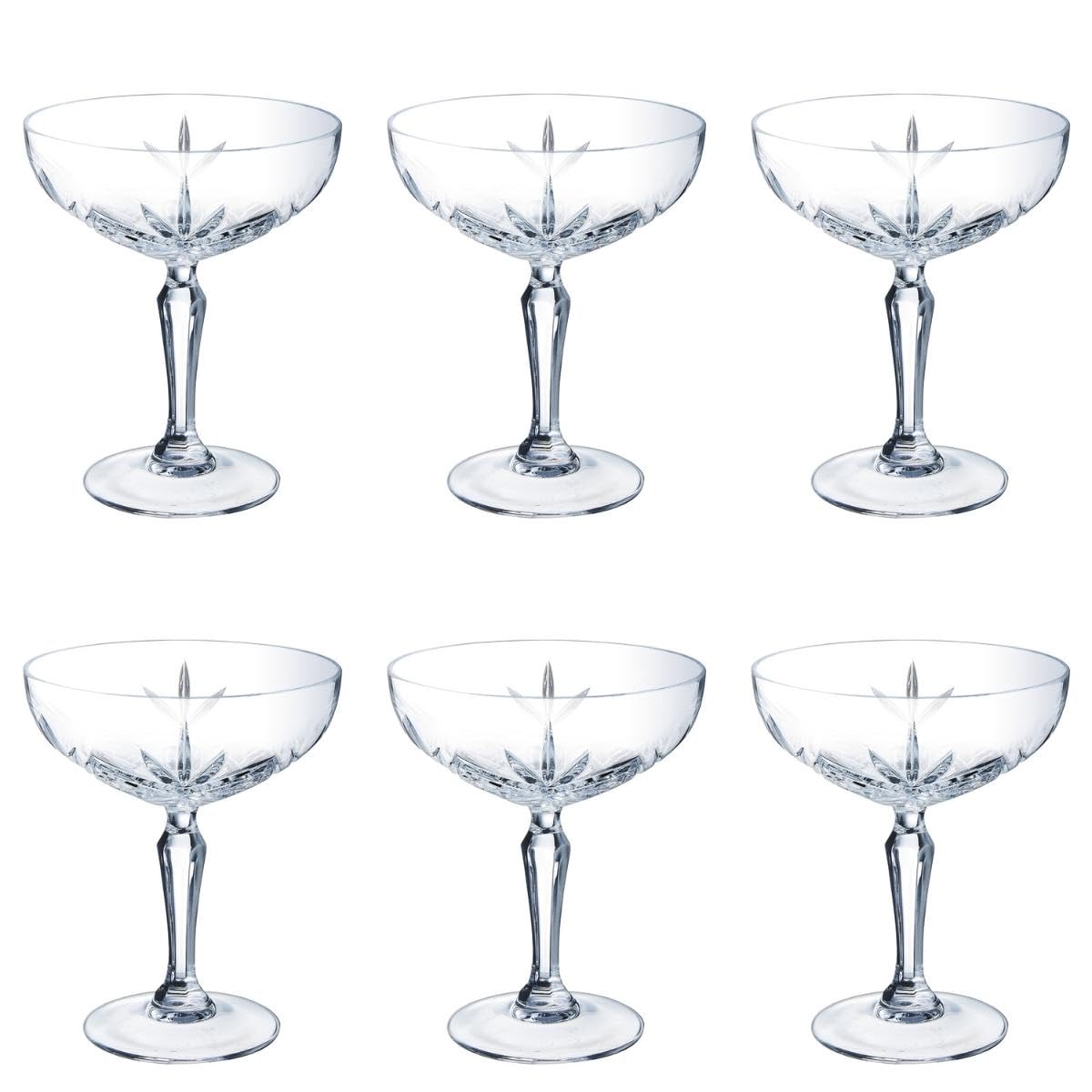Arcoroc ARC P8796 Broadway Champagne Flute Bowl, 250 ml, Glass, Transparent, Pack of 6