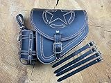 Preis-Leistung unschlagbar ! FORTUNA ORANGE Satteltasche von ORLETANOS kompatibel mit Seitentasche Schwingentasche Harley Davidson Tasche schwarz Bikertasche Fatboy Heritage Starrahmen Rahmen Schwinke linke Seite Leder