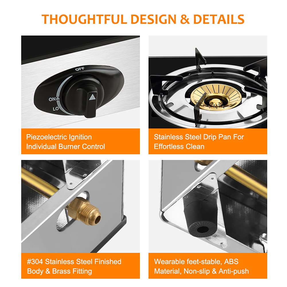 Camplux Propane Stove with Auto Ignition, Single Burner Propane Stoves