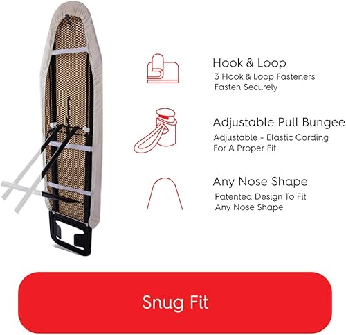 Miniatura 6 de Funda para tabla de planchar, fabricada en Italia, 18 x 54 pulgadas de ancho, sin productos químicos, ecológica, almohadilla de algodón natural y