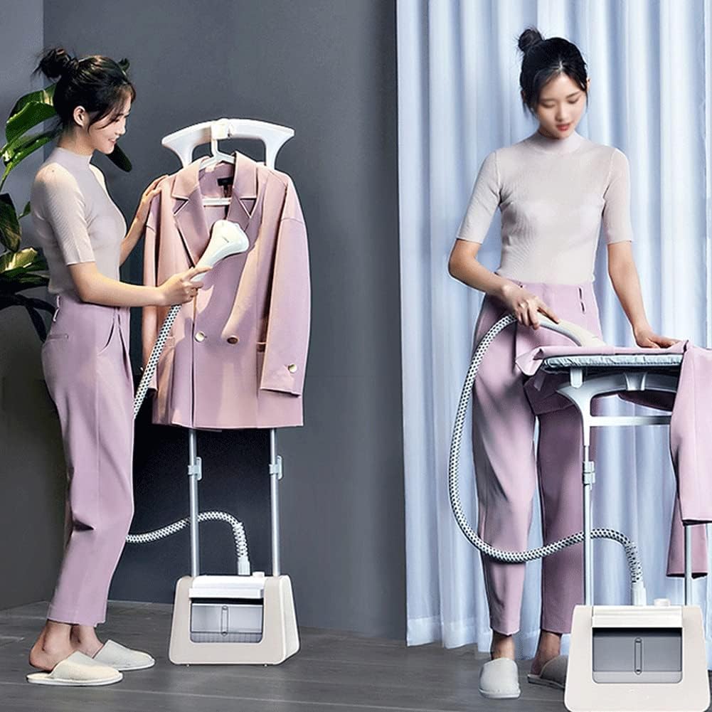 1800W Vertical Garment Steamer Professional Heavy Duty Clothes Steamer for Commercial Home Handheld Clothes Steam Iron with Ironing Board for All Fabrics (Color : Apricot)