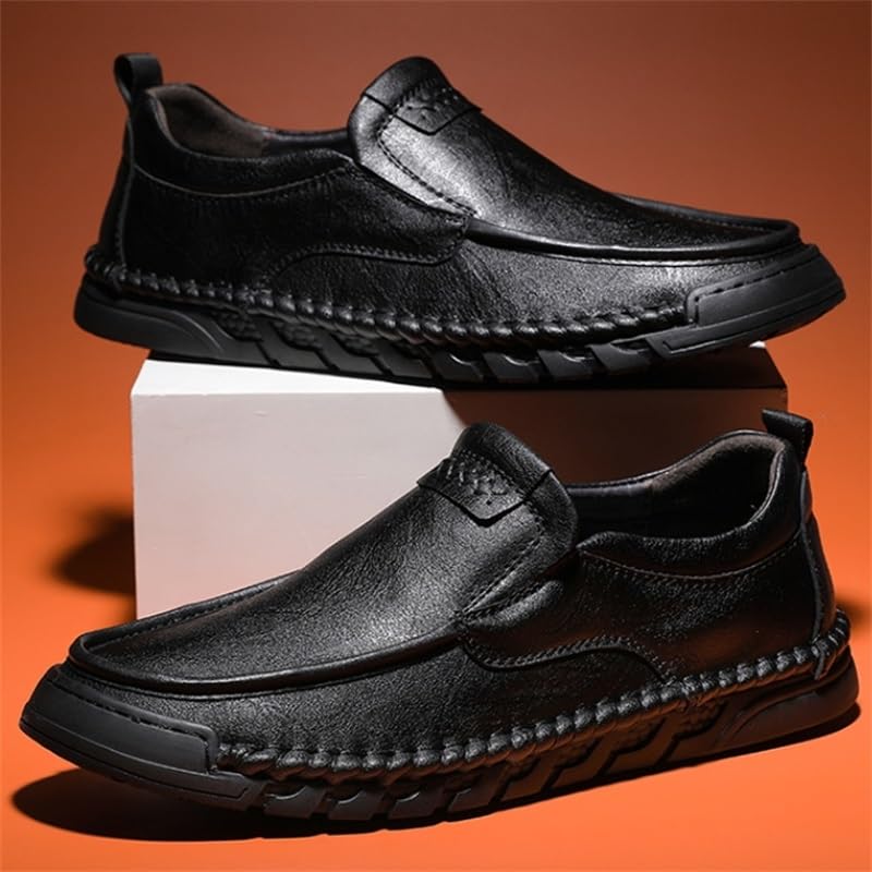 Men's Soft-Soled Loafers Round-Toed Business Slip-on Shoes Flat-Heel Breathable Shock-Absorbing Comfortable Shoes for Men3