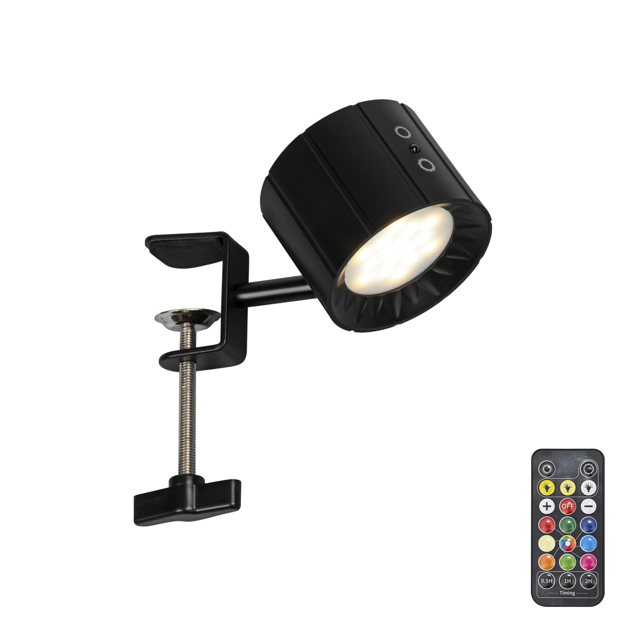 Yequandec Removable Magnetic 360° Rotating Clip-On Remote/Touch Switch Light Dimmable RGB Spotlight Black Metal Simple for Reading Rental House Party