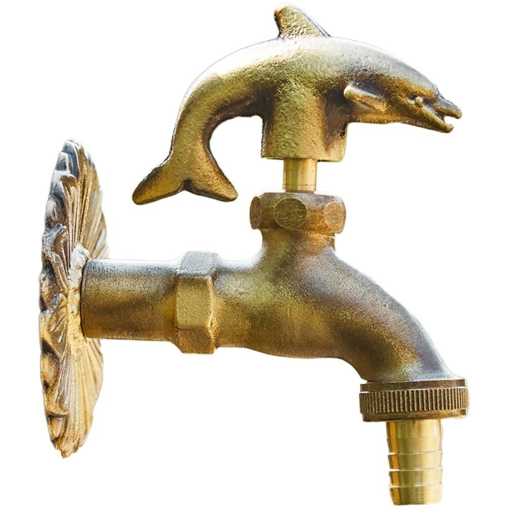 Glixoft Vintage Brass Faucet Animal Design Faucet Outdoor Garden Faucet Antique Tap for Leakproof Balcony Patio