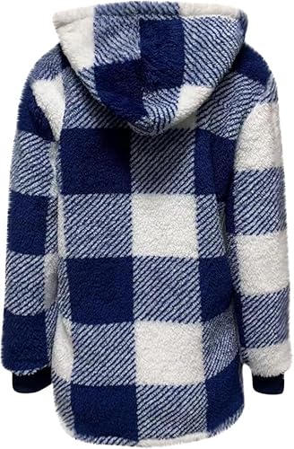 Fleece Jacket Women 2024 Casual Hooded Sherpa Jacket Oversized Flannel Jacket Full Zip Cardigan Winter Coats (5,5XL)