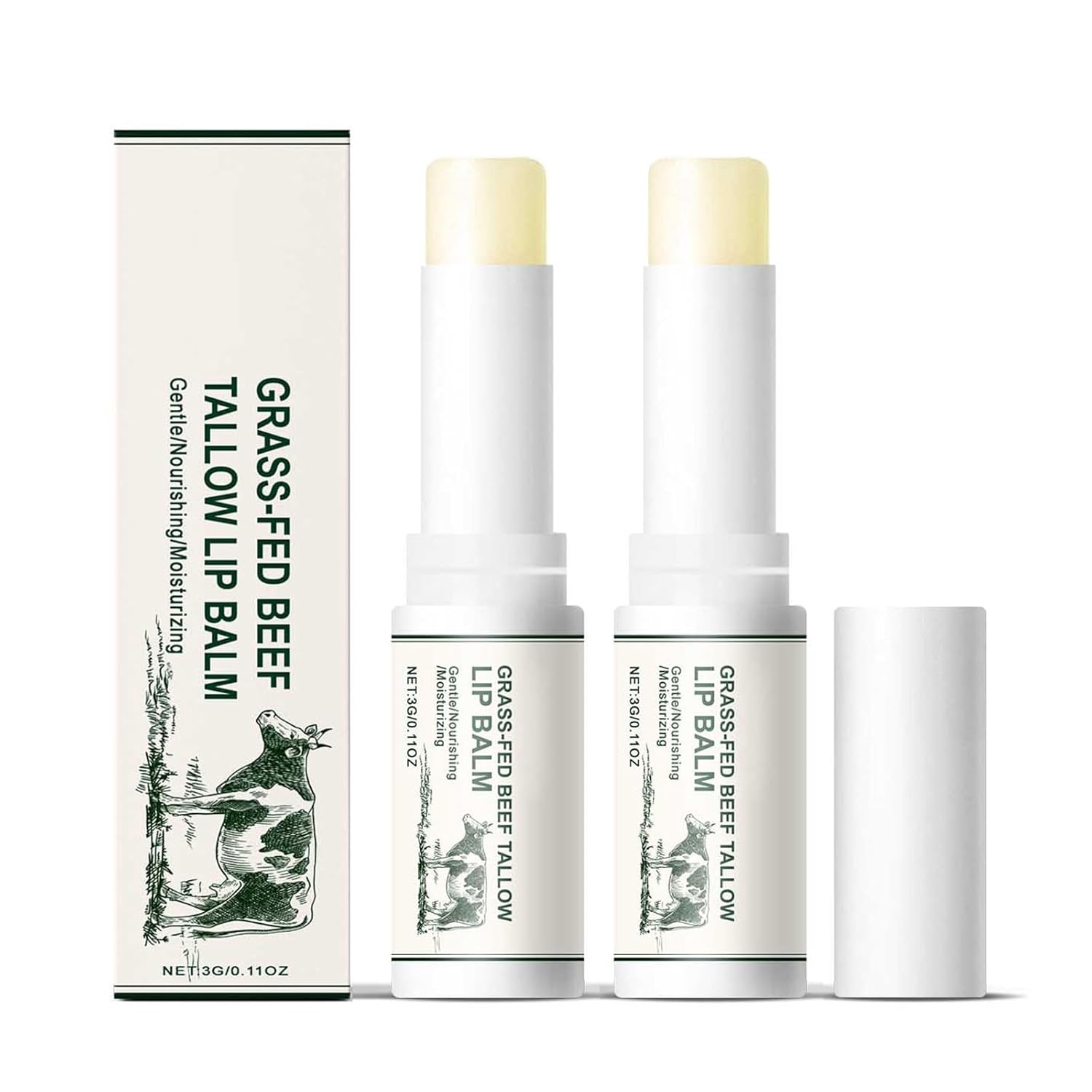 Beef Tallow Lip Balm Natural Beef Tallow Chapstick Organic Grass Fed Tallow Balm Beeswax Lip Balm Hydrating Moisturizer