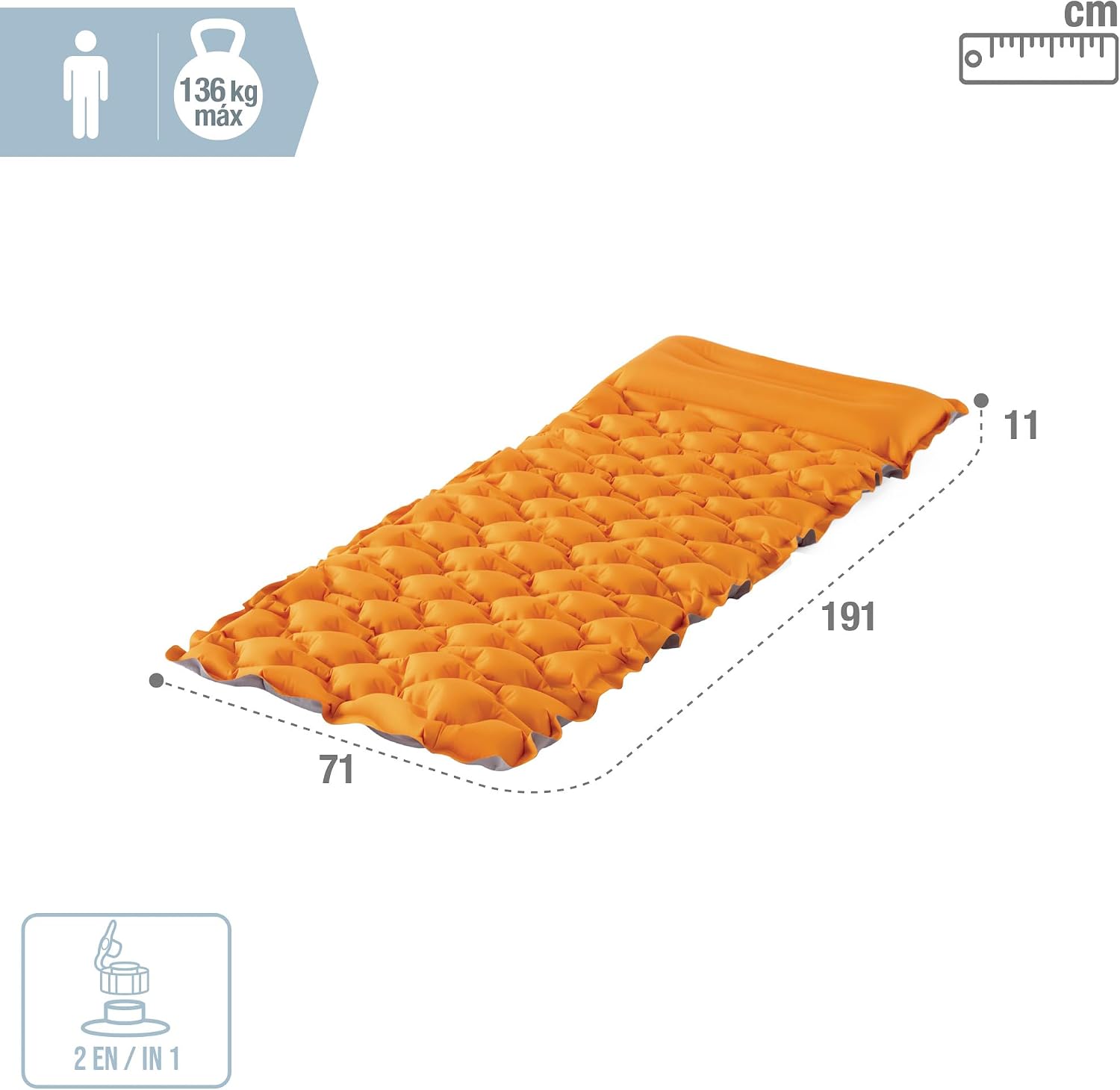 Intex Premaire Camping Mat, Inflated Size: 71cm x 1.91m x 11cm (64098NP)