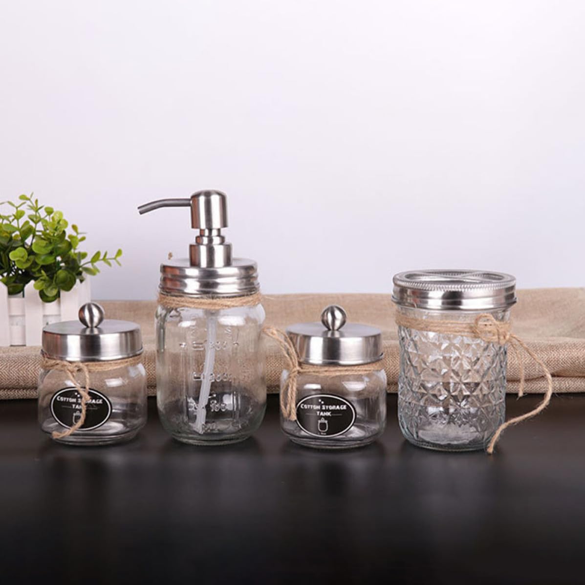 Healeved 1juego Accesorios de Baño de Vidrio Premium con Frasco Dispensador Vaso para Cepillo de Dientes y Botella para Loción Diseño Duradero y Fácil de Limpiar para Hogar Hotel