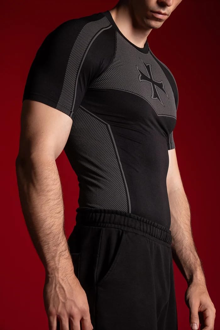 SAINT KAIZEN Crusader Cross Compression Shirt Men with Chest Cross Design