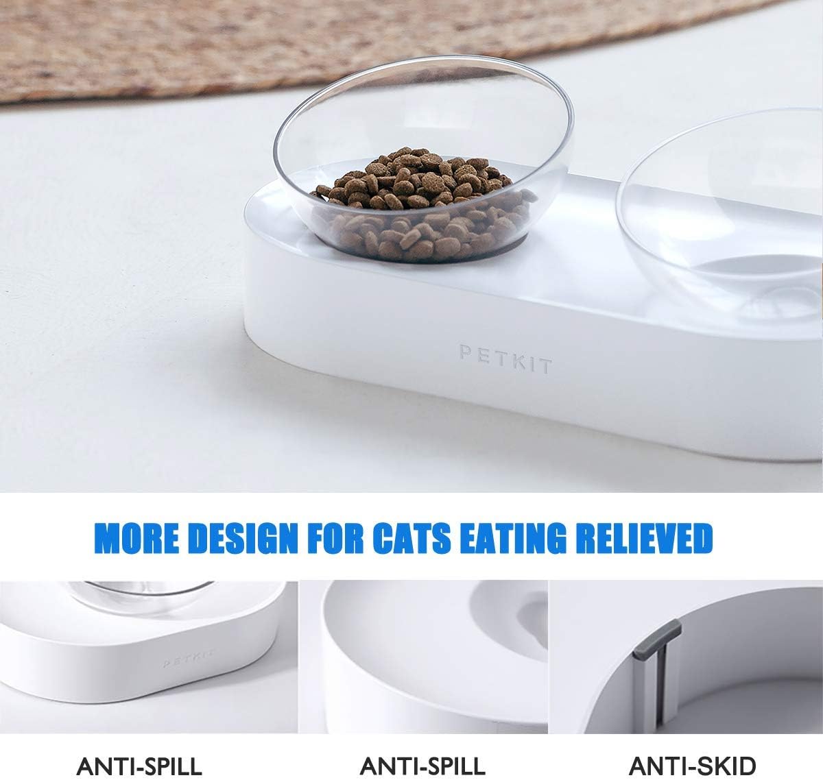 PETKIT Elevated Cat Food Bowls, 15in Tilted Adjustable Cat Raised Bowl with Detachable Elevated Stand, Stress Free Food Grade Material, Small Pet Bowls Feeder for Cats and Small Dogs