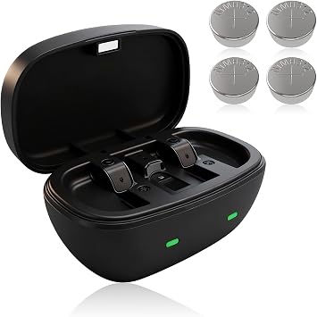 Rechargeable Size 312 Batteries for Hearing Aids and Charging Box, 312 Hearing Aid Battery Charger Case with 4 Packs Hearing Aid Batteries for Daily Rotation UseCharger + 4pcs 312 Batteries