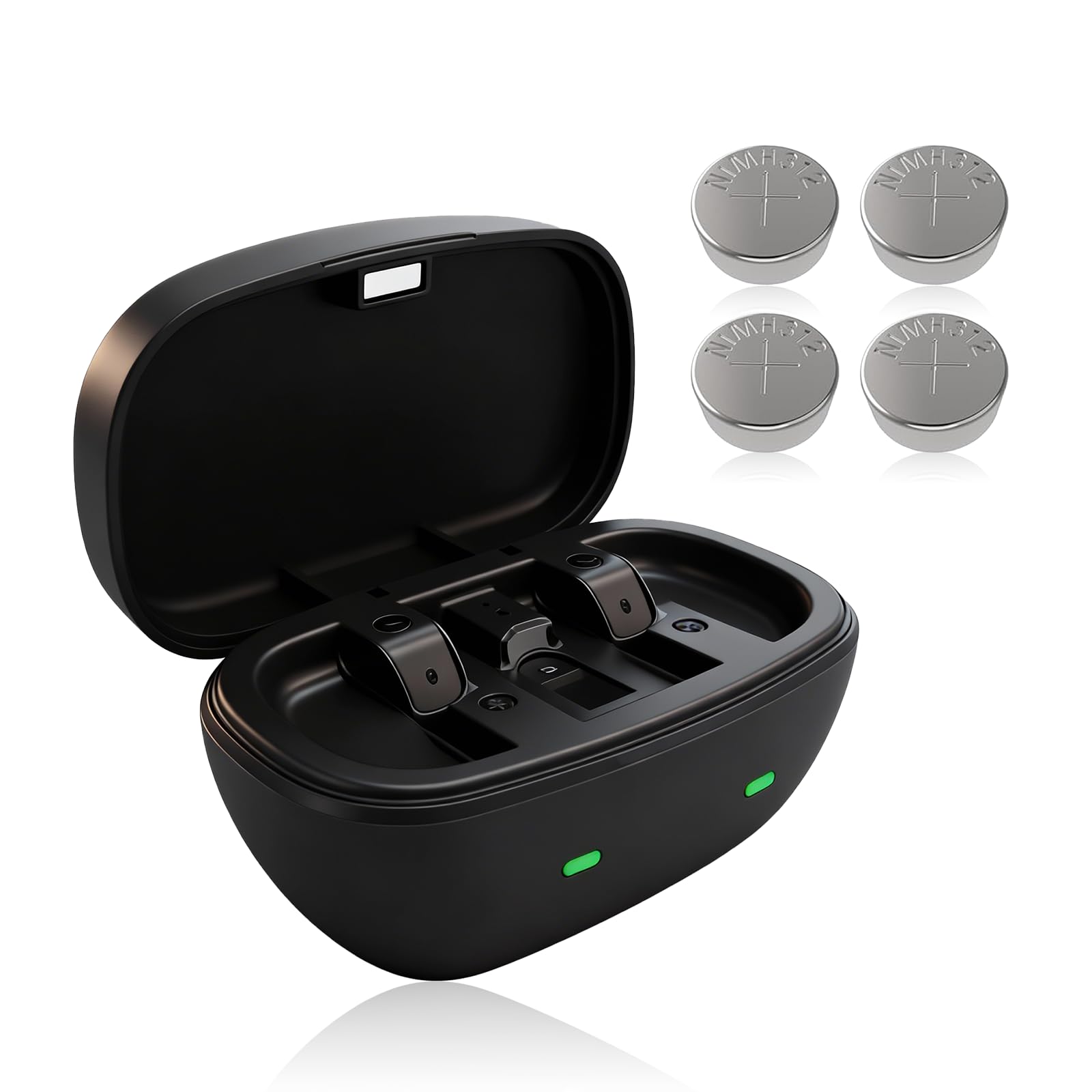 Baterías recargables de tamaño 312 para audífonos y caja de carga, funda de cargador de batería para audífonos 312 con 4 paquetes de baterías para audífonos para uso diario de rotación (cargador + 4