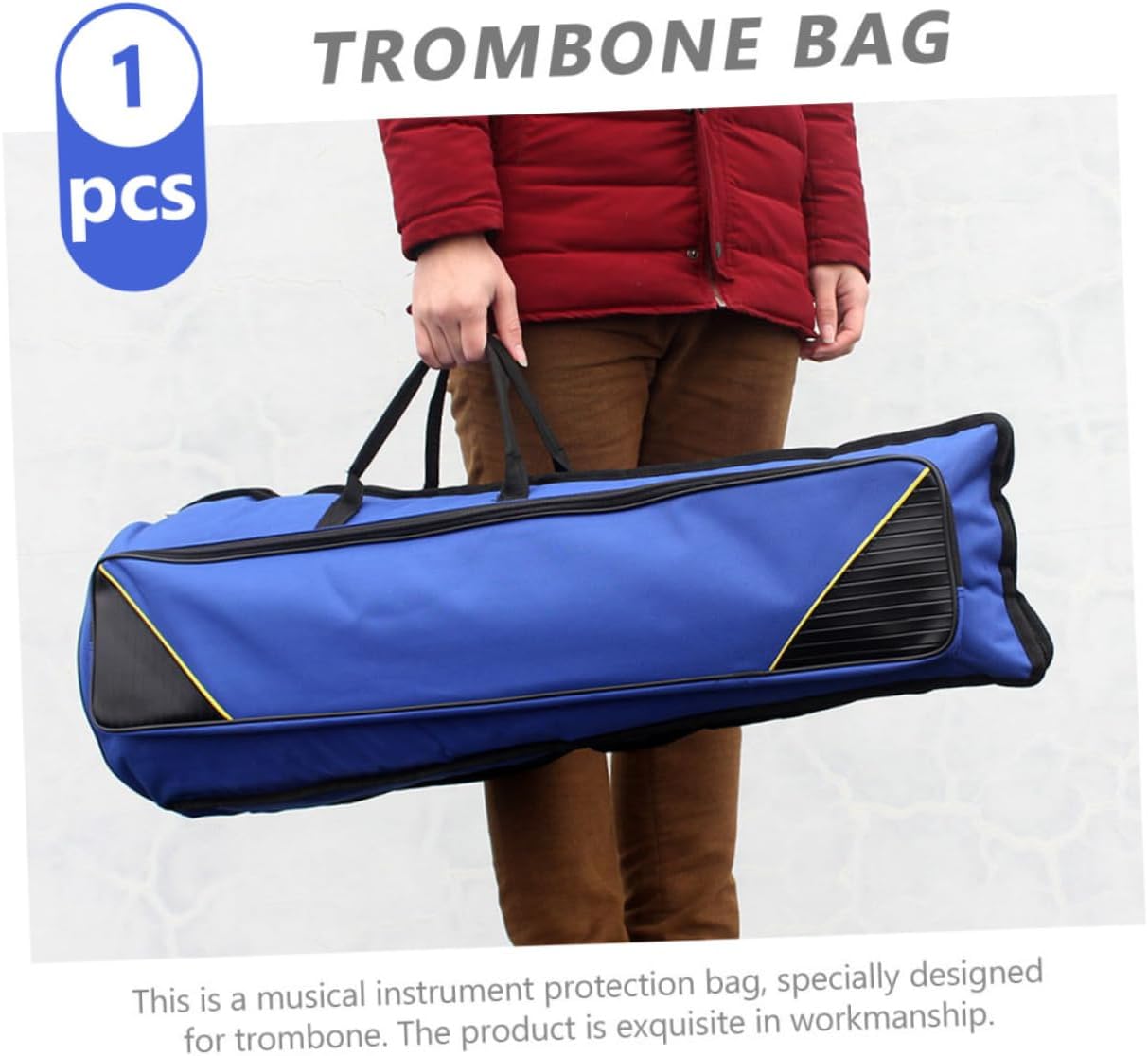 Totority Oxford Cloth Trombone Bag Thickened Portable Storage Case for Musical Instruments Blue Padded Carrying Bag for Travel and Protection