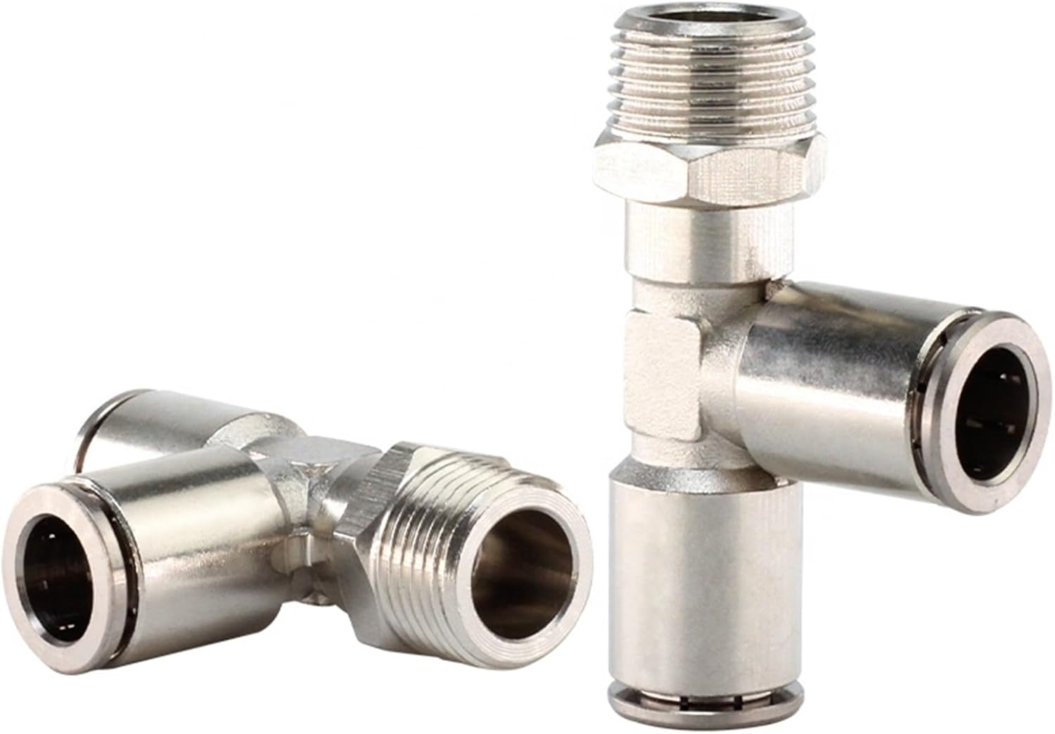 Full Copper Quick Connector T-shaped Side Male Threaded Joint Copper Plated High-pressure Gas Pipe Head 2Pcs