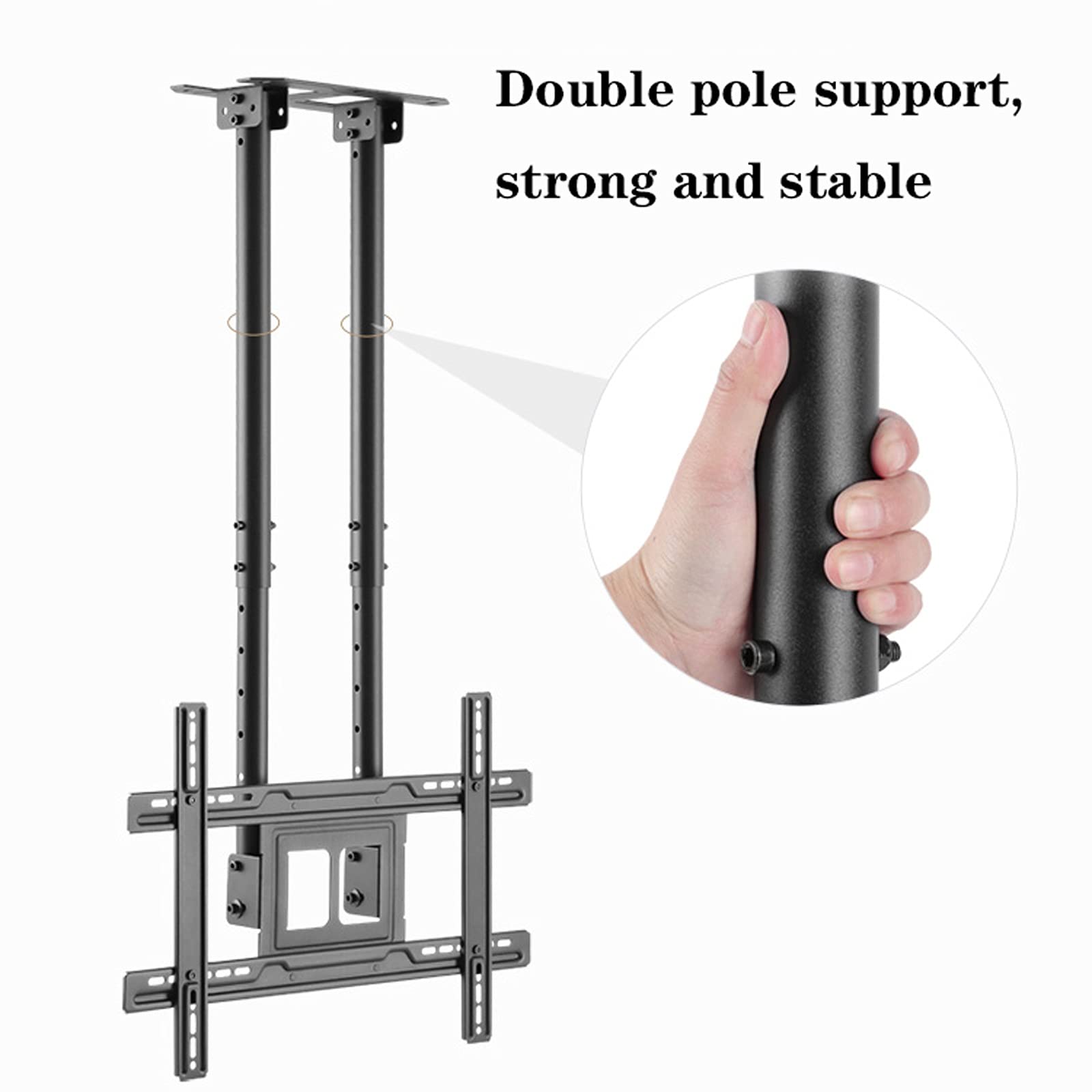 Supporto TV resistente, staffa regolabile da soffitto per TV da 50 a 80 pollici, design inclinabile, VESA max 600 x 400 mm, supporta fino a 69,9 kg