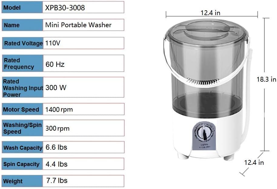 Exсluѕіvе Sресіаl ULTRIME Mini Portable Washing Machine, Compact Mini Washer, Small Semi-Automatic Lightweight Washer with Timer Control, Single Translucent Tub, 6.6 lbs Capacity (Black) Amаzоn Crаzу 🔥 Dеаlѕ ULTRIME Mini Portable Washing Machine, Compact Mini Washer, Small Semi-Automatic Lightweight Washer with Timer Control, Single Translucent Tub, 6.6 lbs Capacity (Black)