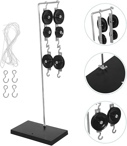 Miniatura 9 de iplusmile Juego de bloques de polea de laboratorio de física, experimentos, bloques de polea con soporte y cuerda para clase de ciencias, escuela,