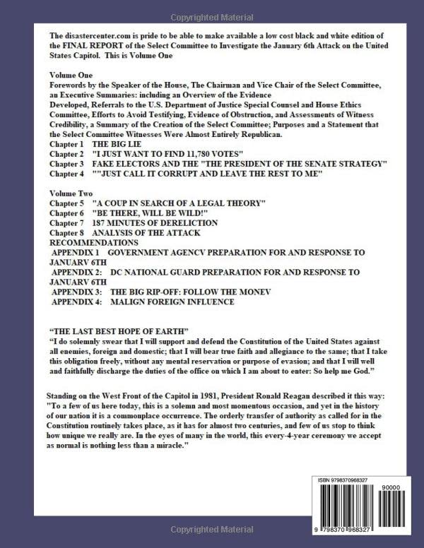 Miniatura 2 de FINAL REPORT Select Committee to Investigate the January 6th Attack on the United States Capitol Volume One -- 450 Pages From Forwards through