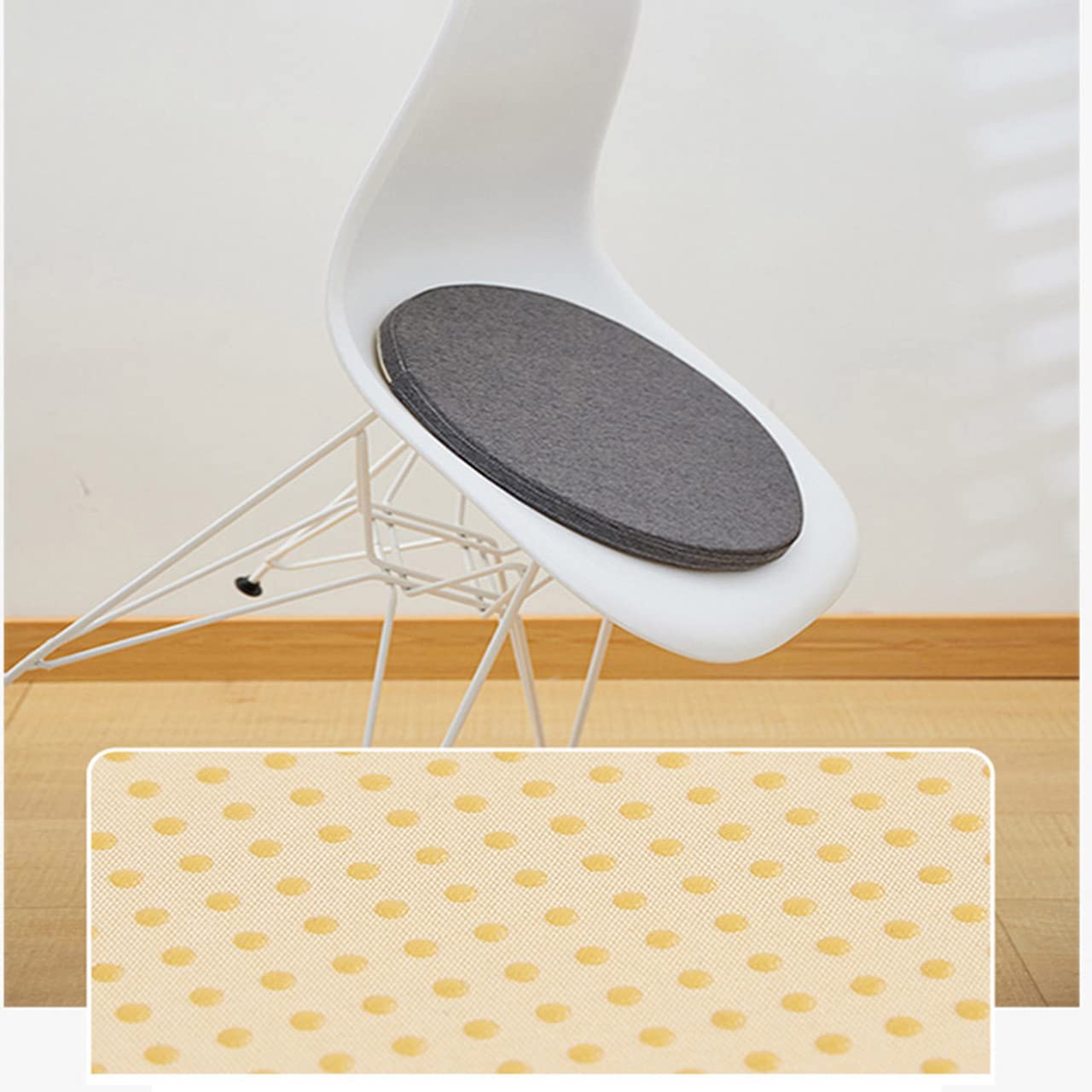Cuscino Rotondo Per Sedia 35x35x5 Cm - Giallo - Antiscivolo Con Lacci - Per Interni/Esterni, Ufficio, Cucina, Giardino - 2