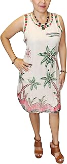 Mogul Interior Women's Beach Dress White Sleeveless Gypsy Chic Cover Up Tank Dress M